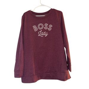 Lane Bryant Plus Size 18/20 Maroon "Boss Lady"‎ Graphic Sweatshirt